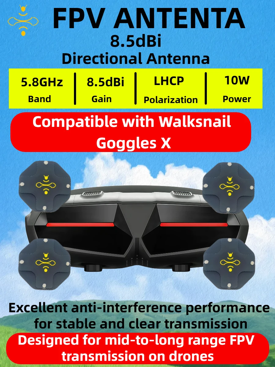 8.5dBi High Gain LHCP 5.8GHz D - Drone Racing Goggles บทวิจารณ์และราคา