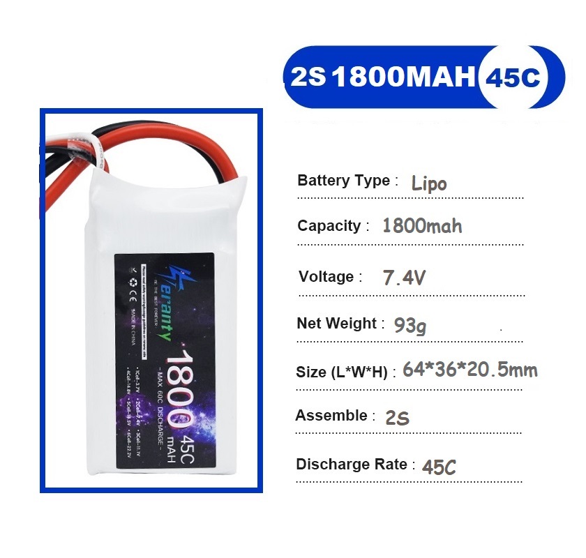 2PCS 7.4V Lipo 2S Battery 1500 - Drone Racing Battery บทวิจารณ์และราคา