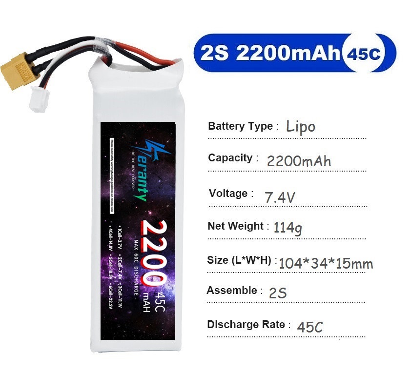 2PCS 7.4V Lipo 2S Battery 1500 - Drone Racing Battery บทวิจารณ์และราคา