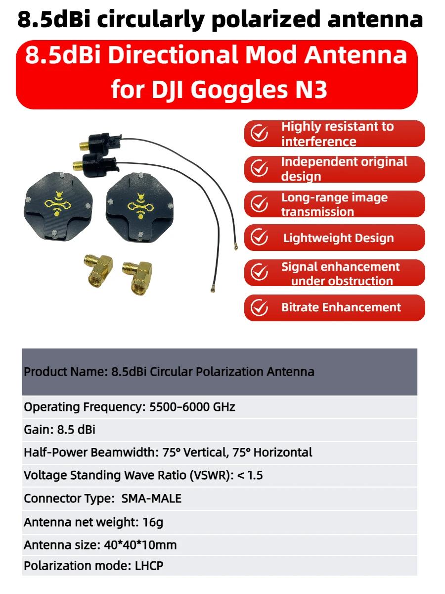 8.5dBi LHCP FPV Patch Antenna  - Drone Racing Goggles บทวิจารณ์และราคา