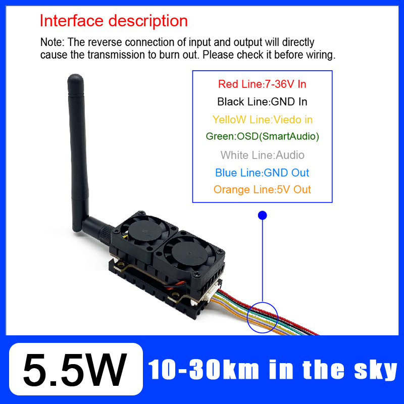 Long Range 5.8GHz 5.5W Video T - Drone Racing Transmitter บทวิจารณ์และราคา