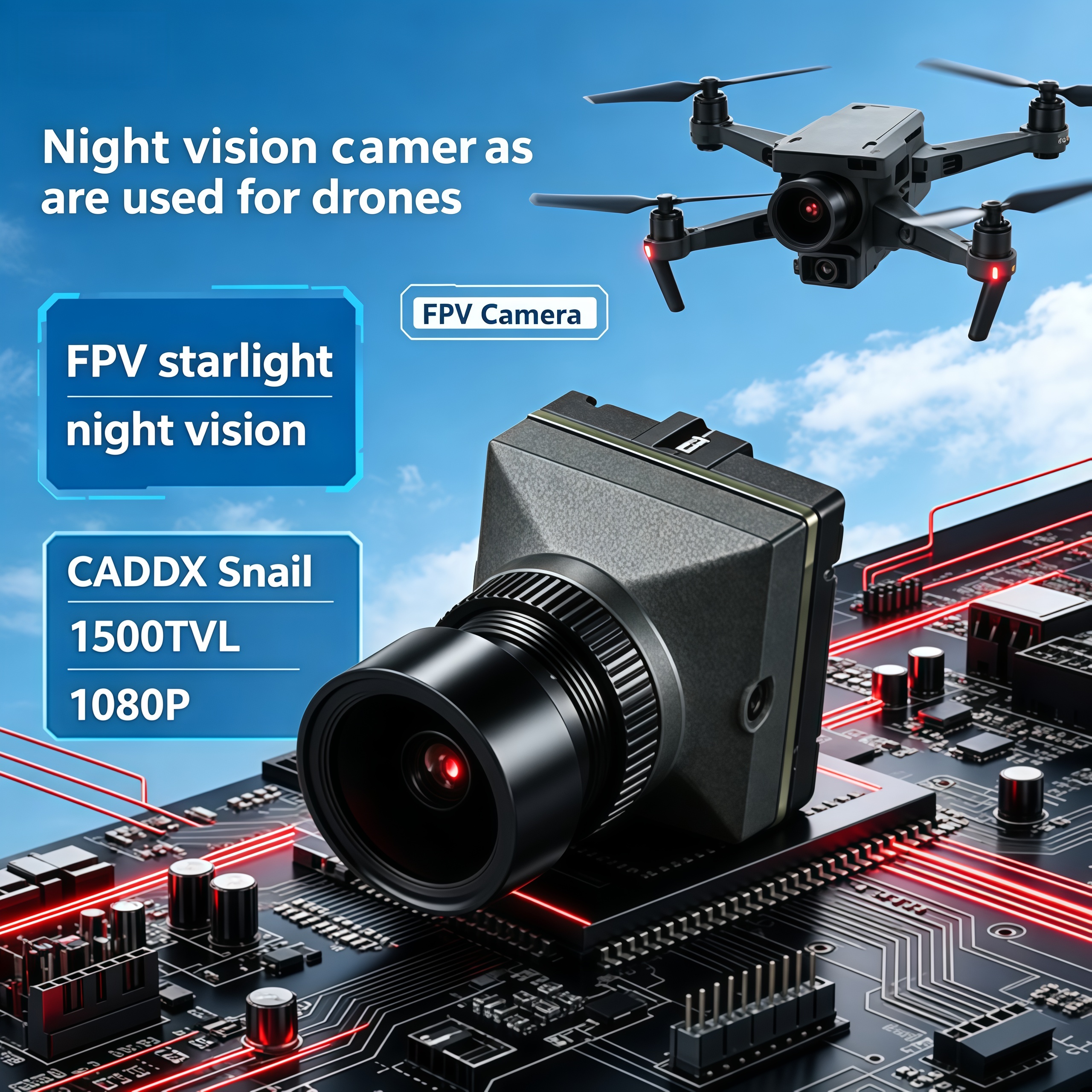 1500TVL HD CADDX Snail FPV Cam - Drone Racing Transmitter บทวิจารณ์และราคา