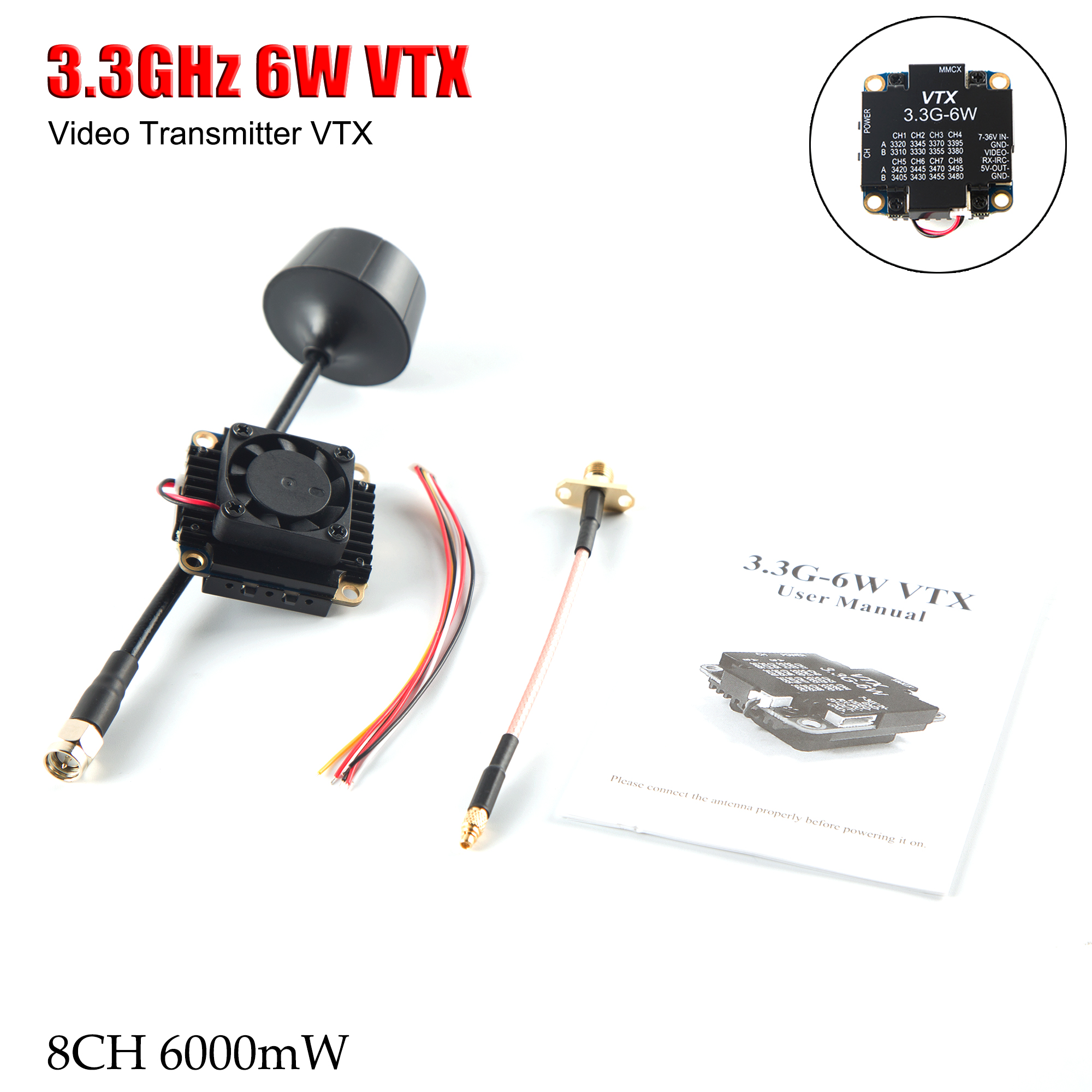 FPV Video Transmitter 3.3G 6W  - Drone Racing Transmitter บทวิจารณ์และราคา