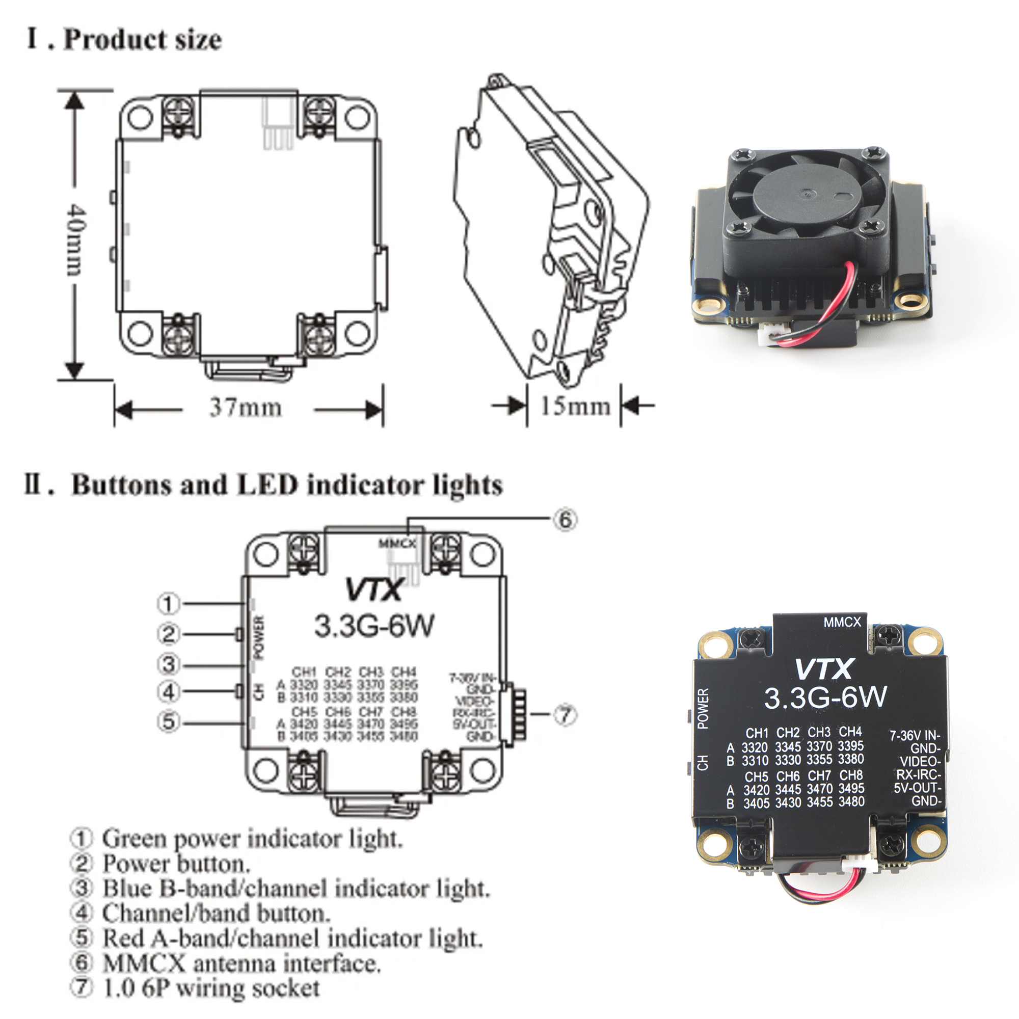 FPV Video Transmitter 3.3G 6W  - Drone Racing Transmitter บทวิจารณ์และราคา